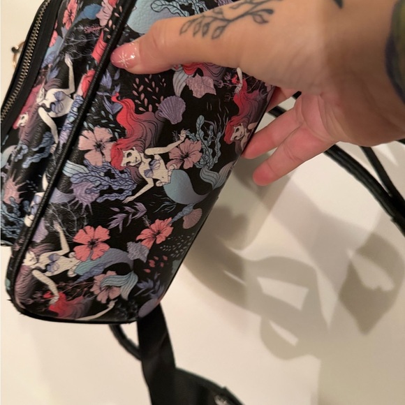 Loungefly Disney All Over Ariel Black Floral Mini Backpack main image 5